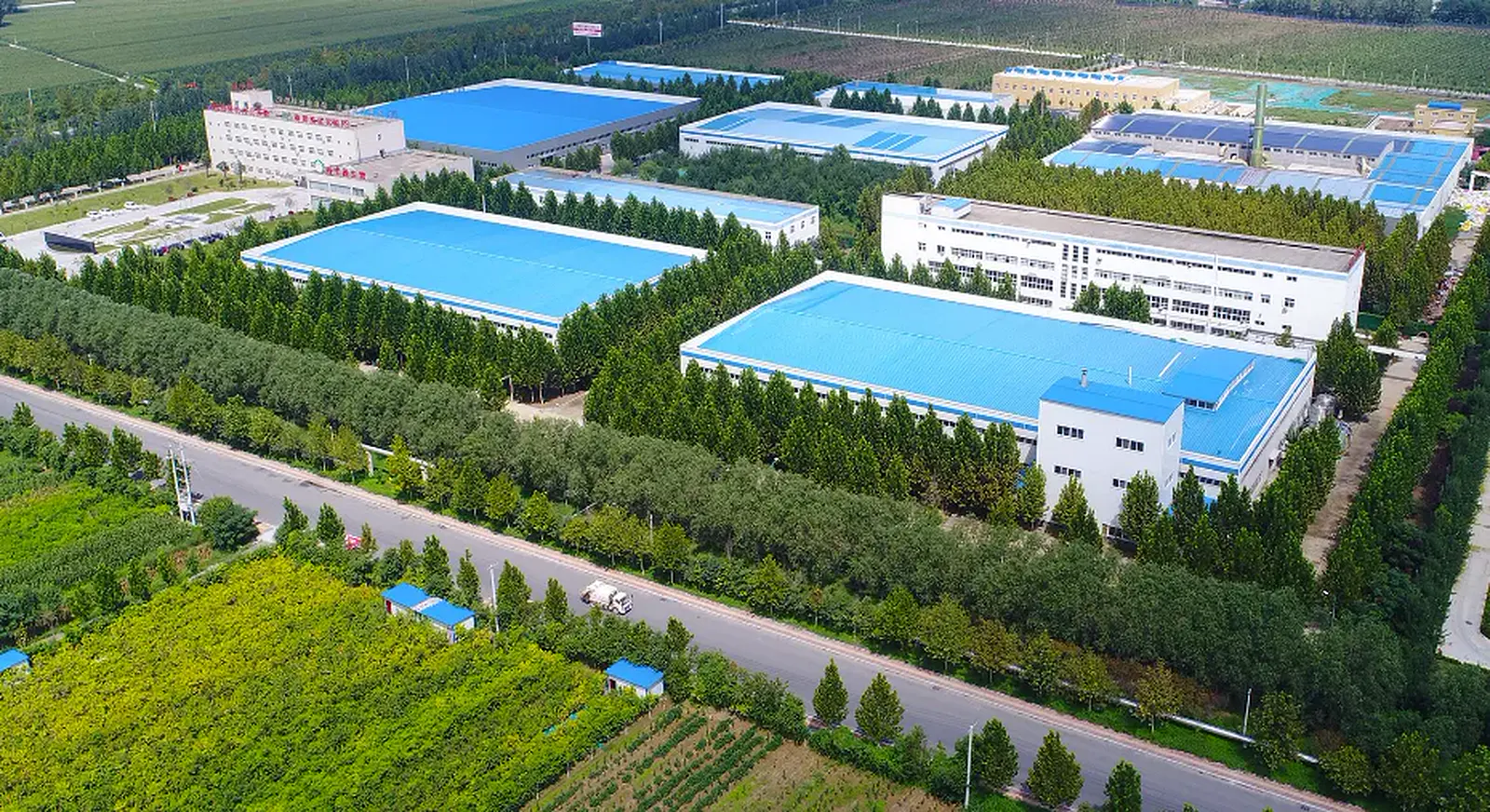 Çin'in Shandong kentindeki Nutranexa üretim kampüsünün havadan görüntüsü