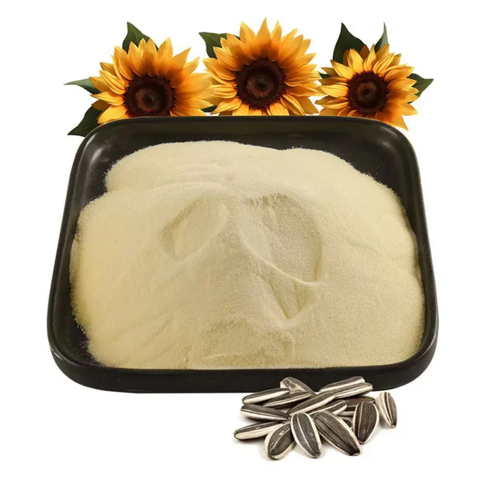 Sunflower phosphatidylserine powder product in a black bowl with sunflower seeds