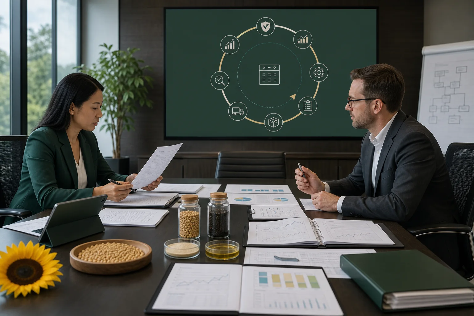 Annual phosphatidylserine supplier review meeting with scorecard, specification revisions, COA records, and source samples