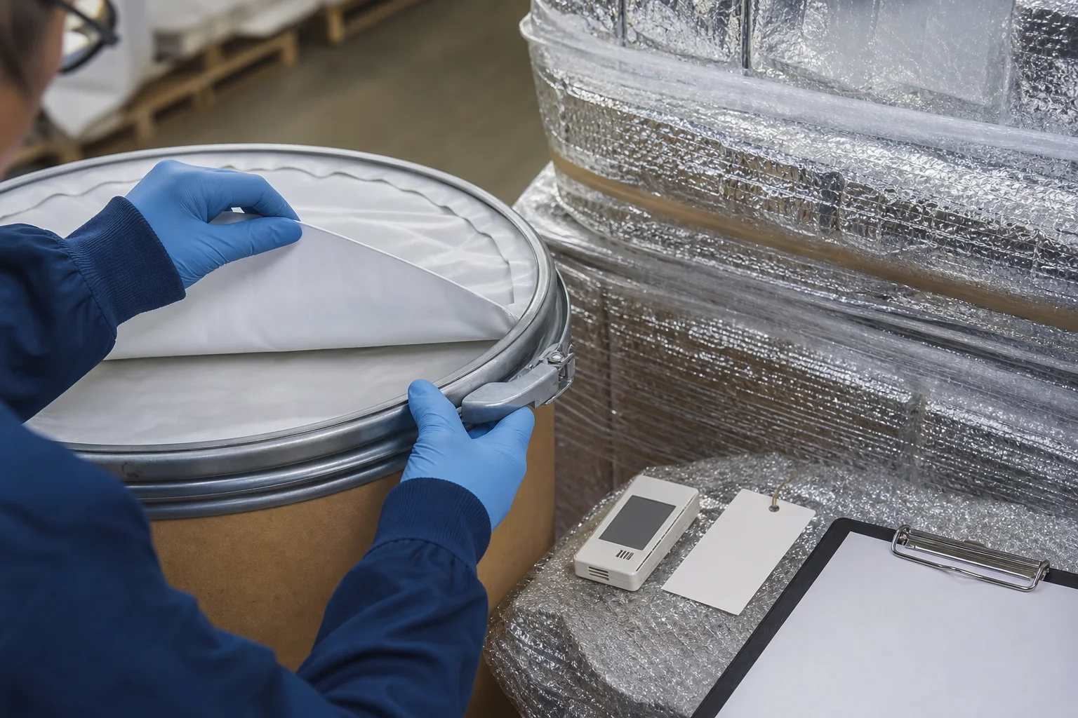 Temperature-excursion investigation with a PS drum, data logger, packaging inspection, and blank disposition record